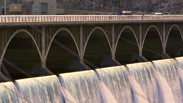 A bridge over cascading water 