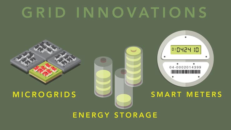 A logo of yellow text with a gray-brown background