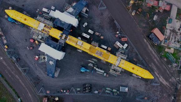 Illustration of a yellow buoy floating in water where the image is split in half to show the inside of the buoy
