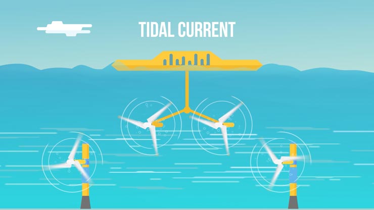 Illustration of a white-and-red-striped lighthouse on an island on water